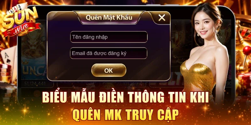 Biểu mẫu điền thông tin khi quên MK truy cập