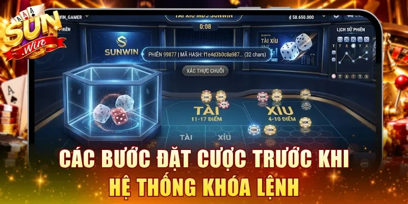 Các bước đặt cược trước khi hệ thống khóa lệnh